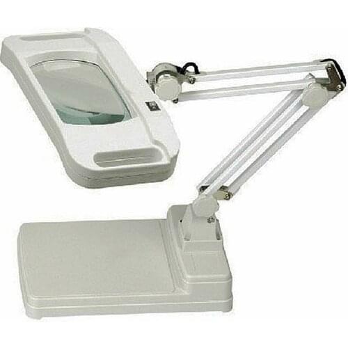 220V 10X Rectangle Lens Lamp Magnifying Glass Desktop Stand Magnifier with Lights for Reading Working