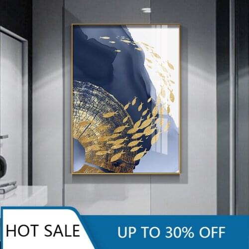 Christmas Canvas Painting Golden Butterfly Fish Poster Modern Abstract Nordic Wall Art Print Picture for Living Room Home Decor