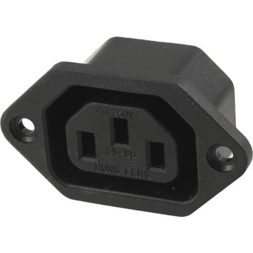 AC 250V 10A IEC 320 C13 Panel Mount Plug Connector Socket Black