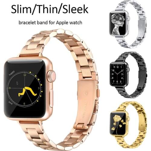 Slim Bracelet Band for Apple 6 Series Watch Straps 38mm 40mm Stainless Steel Thin Wristband for iWatch SE/6/5/4/3/2/1 42mm 44mm
