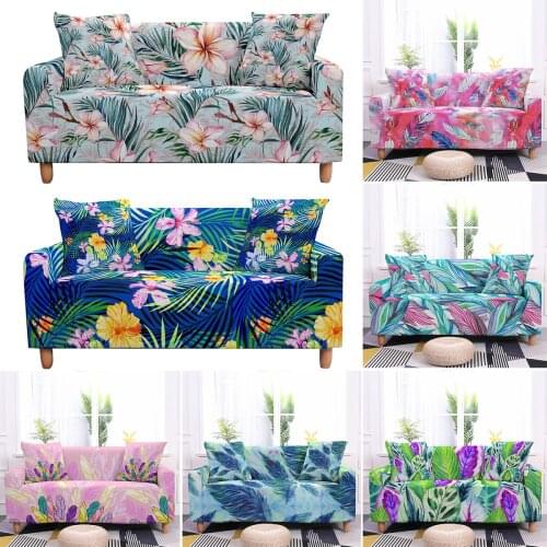 Tropical Flowers Leaves Sofa Cover Elastic Modern Sofa Cover Sectional Corner Chair Cover Armchair Couch Cover 1/2/3/4-seat