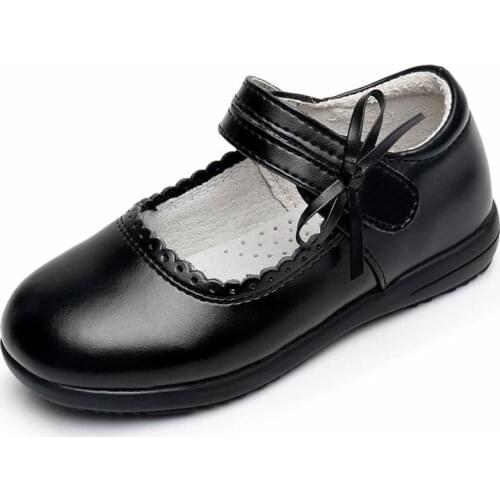 Autumn Girls Princess Genuine Leather Shoes Black Kids Dress Party Shoes Student Flats Breathable Princess Party Dancing Shoes