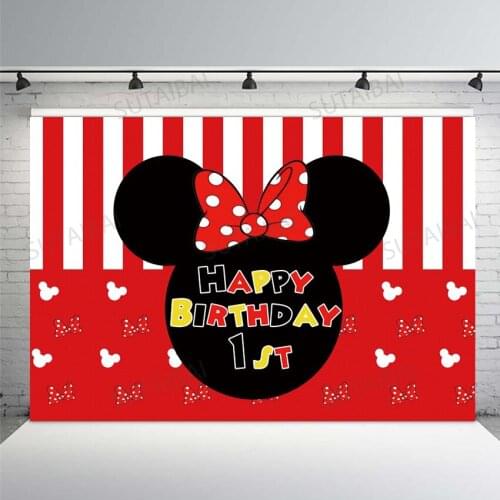 Photography Backdrops Vinyl Custom Red Mouse Birthday Party Backdrop Personalised Backdrop Photo Studio Baby Shower Decor Banner