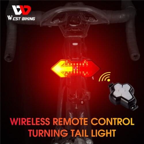 WEST BIKING Wireless Remote Control Cycling Turning Signal Taillight USB Bicycle Rechargeable Rear Light Smart LED Warning Lamp