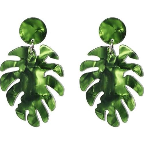 Leaf Acrylic Earrings For Women Red Green Blue Pendientes Mujer Moda 2020 Earrings Fashion Jewelry Aretes De Mujer