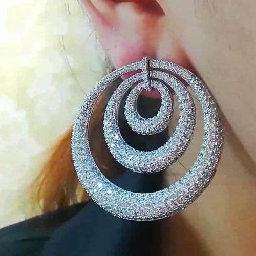 GODKI Jimbora High Quality Luxury Round Circles Dangle Drop Earring For Women Bridal Wedding Party Earrings Jewelry Earrings