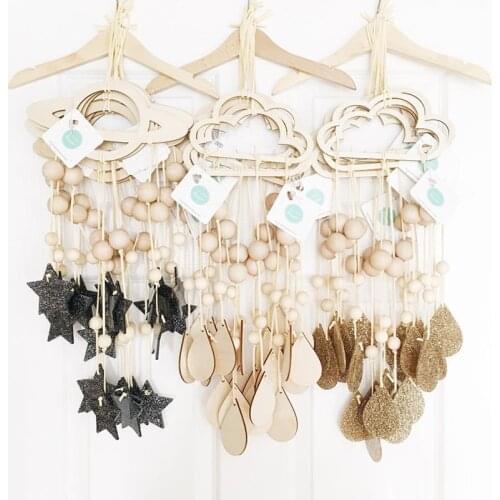 1Pcs Nordic Style Kids Room Wall Decoration Pendant Ornaments Simple Cartoon Wooden Hanging Curtain Pendant Cloud Raindrop