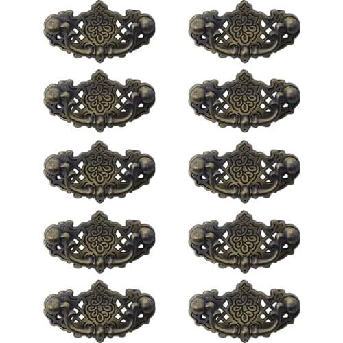 10 Pack Vintage Kitchen Cabinet Pull Furniture Drop Pull Drawer Handles Bedroom Dresser Knobs Antique Bronze