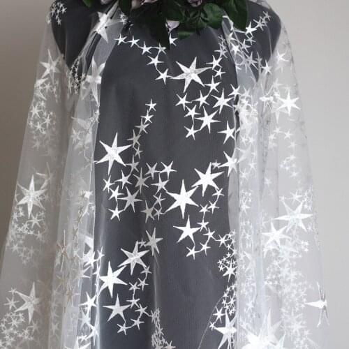 10 yards embroidered lace fabrics, stars floral tulle lace fabric, beautiful bridal lace fabric for wedding garment accessories