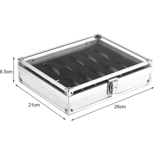 12 Grid Watches Storage Box Aluminium Plastic Rectangle Watch Holder Jewelry Display Case B99