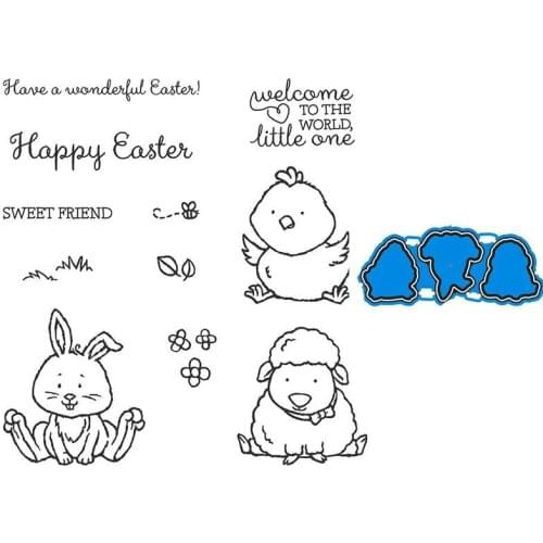 2021 Easter Metal Cutting Dies and Stamps Stencils For Scrapbooking Stencil Album Paper DIY Gift Card Decoration Embossing