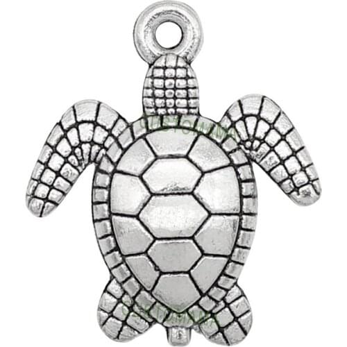 30pcs-Sea Turtle Charms, Antique Tibetan Silver Tortoise Charm Pendant 29x25mm