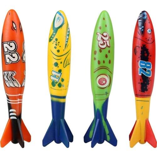4Pcs Summer Underwater Diving Torpedos Bandits Fun Water Games Sharks Gliding Octopus Diving Sticks Training for Boys and Girls