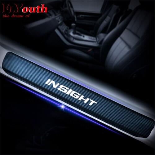 Car Door Sill Scuff Plate For Honda Insight 4D Carbon Fiber Vinyl Stickers Auto Accessories Door Threshold Plate Stickers 4Pcs