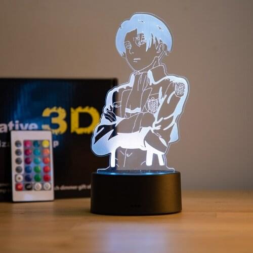 Acrylic Table Lamp Anime Attack on Titan for Home Room Decor Light Cool Kid Child Gift Captain Levi Ackerman Figure Night Lights