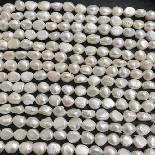 Big 10-12mm White Baroque Natural Freshwater Pearl Loose beads strands 14