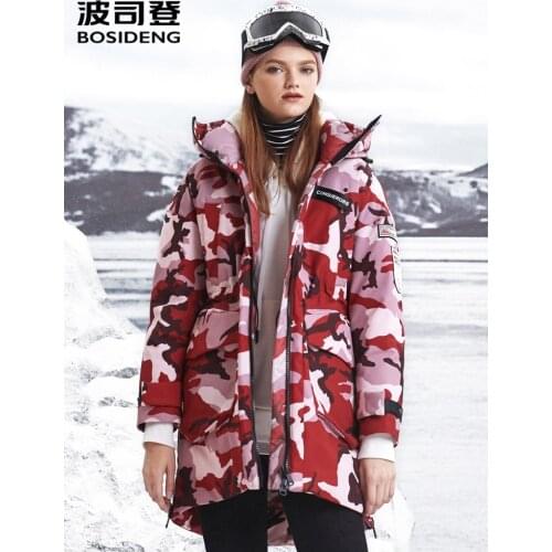 BOSIDENGcamouflage style mid-long harsh winter goose down jackets women winter coats adjustable waist outerwear B90142846