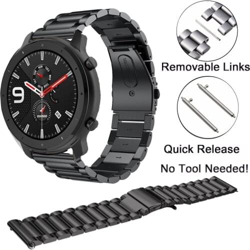 22mm Bracelet For Xiaomi Huami Amazfit GTR 47 high quality stainless steel wristband metal strap For amazfit GTR 2/watch color