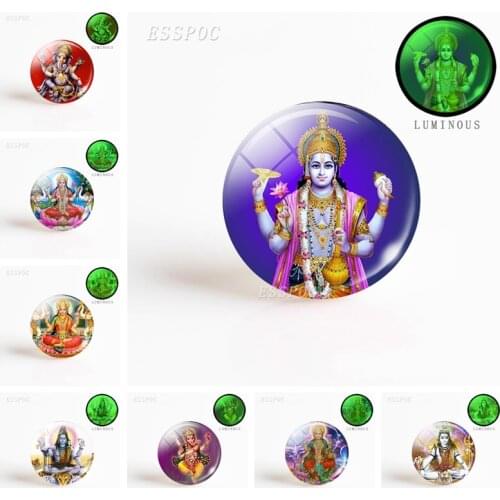 5PCS Lakshmi Goddess Making Keyring Pendant Jewelry Lakshmi Amulet Charm Luminous Glass Dome Cabochon Pendant for Him or Her