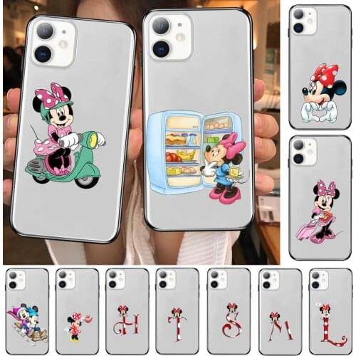 Minnie Mouse Letter Anime Style Phone Case cover For iphone 11 pro max Cases 12 8 7 6 s XR PLUS X XS SE 2020 mini Transparent