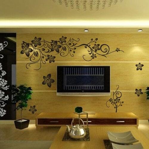 Black butterfly diagonal flower vine home black tv background wall sticker household adornment wall stickers on the wall