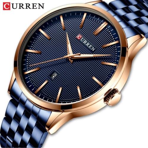 CURREN Watch Top Luxury Brand Fashion Casual Quartz Mens Watches Stainless Steel Waterproof Wristwatch Date Relogio Masculino