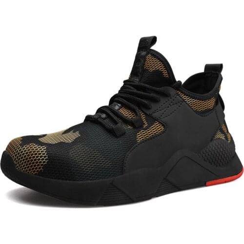 Mens Steel Toe Work Safety Shoes Casual Breathable Outdoor Sneakers Puncture Proof Boots Camouflage Industrial Shoes for Men