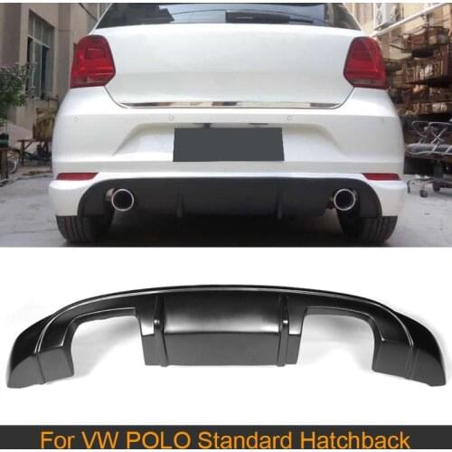 FRP unpainted Black car rear bumper diffuser lip for VW POLO Standard Hatchback 4 Door Only 14-16 Non GTI R