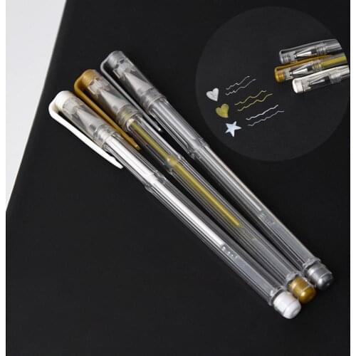 3Pcs/lot 0.7mm White Gold Silver Gel Pens Sketching Drawing Pen for Art Marker Design Comic Manga Painting Supplies