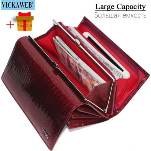 Free Gift Genuine Leather Womens Wallets Patent Alligator Bag Female Design Clutch Long Multifunctional Coin Card Holder Purses