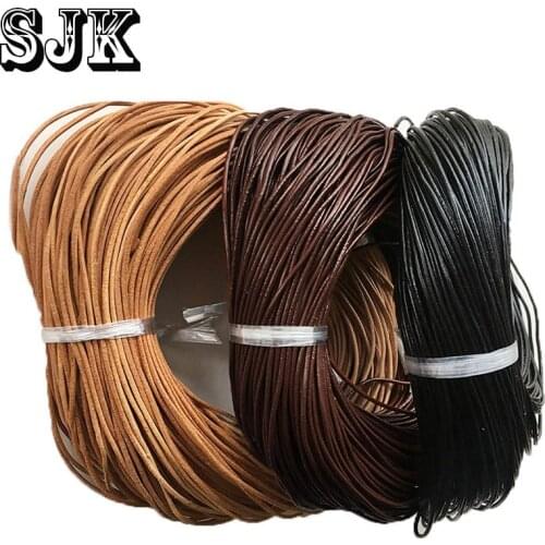 1-10m Real Natural Genuine Leather Round String Rope 1/1.5/2/3/4/5/6/8mm For DIY Bracelet Necklace Jewelry Making Accessories