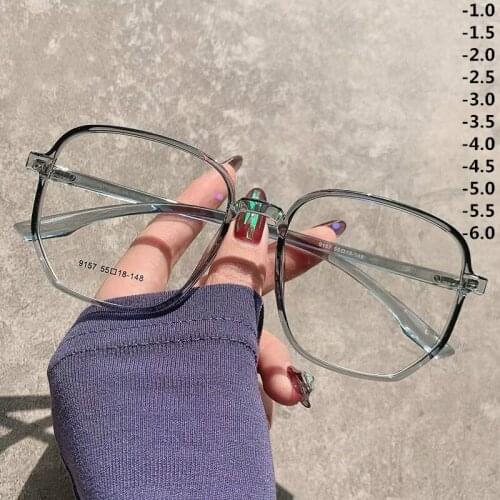 MDOD 2020 New Fashion Oversize Polygonal Glasses for Women with Myopia Irregular Plate Glasses for Women -1.0 To -6.0
