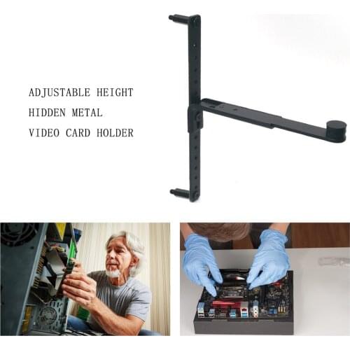 Metal Graphics Card Rack Cooler Dual Fan Mount Rack With Rubber Pad Design Compatible for ATX/E-ATX Motherboards