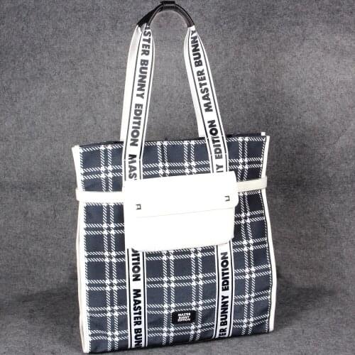 Fashion Check Womens Handbag Golf Clothing Bag Canvas Composite Leather Storage Bag
