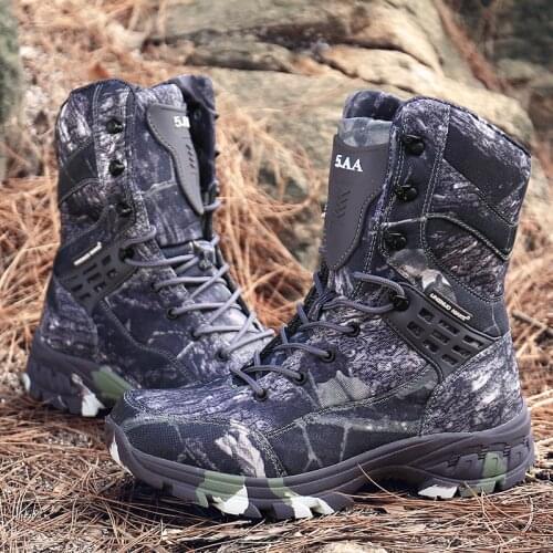 Men Military Tactical Boots Winter Leather Special Force Desert Ankle Combat Boots Men Leather Snow Boots Army Footwear Big Size