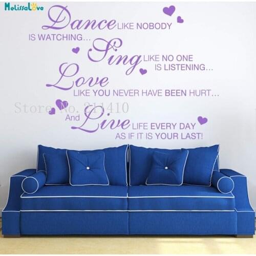 Dance Like Nobody Do Yourself Wall Sticker Vinyl Words Home Decoration For Living Room Bedroom Self-adhesive Art Murals YT569