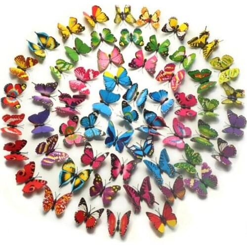12 Pcs/Lot Butterfly Decals 3D DIY Wall Stickers Home Decor Poster for Kids Rooms Kitchen Adhesive To Wall Decoration De Parede