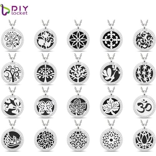 Crystal 30MM Stainless Steel Essential Oil Diffuser Necklace Bulk Mix Style Personal Diffuser Necklace AB101-120