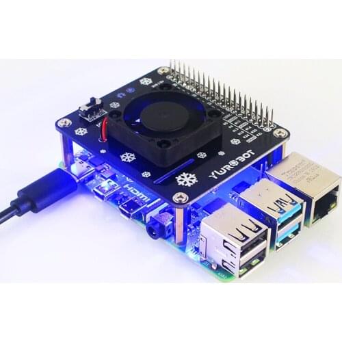 Raspberry Pi 4B GPIO Cooling Fan Expansion Board with Blue Cool LED Light for Raspberry Pi 4B/3B+/3B/3A
