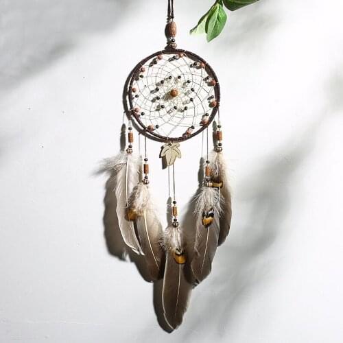 Retro 50cm/19.7in Bell Dream Catcher Feather Pendant Wall Hanging Decorations Boho Wind Chimes Room Decor
