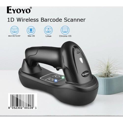 Eyoyo EY-6900D 1D Handheld Wireless Barcode Scanner Reader USB Cradle Receiver Charging Base Bar Code Scan Portable Scanning