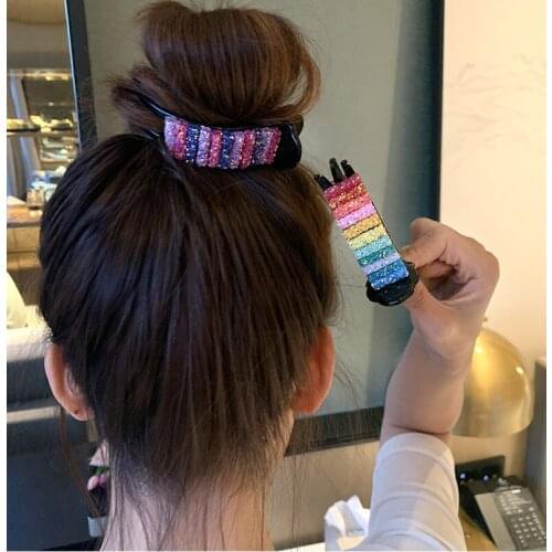 Rainbow Hair Clips For Ponytail Bun Hair Clamps Candy Color Hairpin Accessories New