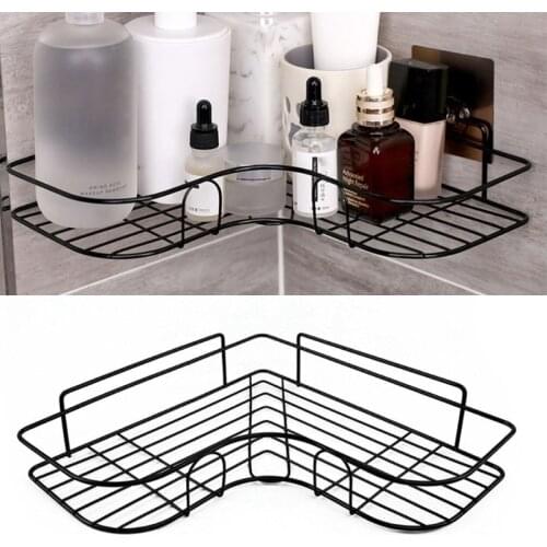 Self Adhesive Bathroom Shower Shelf Metal Wall Mounted Storage Organizer Rack