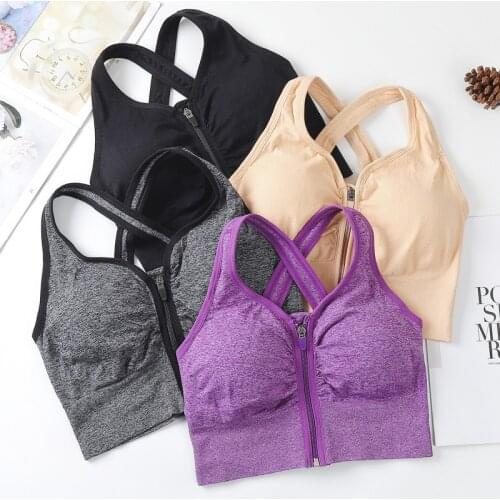 Sports Bra For Woman Seamless Bras Zipper Push Up Vest Underwear Shockproof Breathable Bralette Gym Sportwear Yoga Fitness Tops