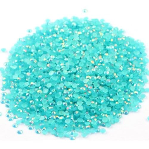 Blue Zircon AB 2mm,3mm,4mm Nail Art Resin Jelly Rhinestone Round Flatback For DIY Nail Art Accessories