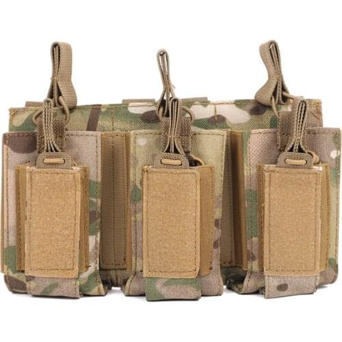Tactical Molle Triple Magazine Pouch Modular Double Layer Mag Bag for Rifle Pistol M4 AK 5.56/7.62/9mm Ammo Hunting Accessories