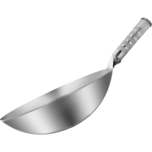 Konco Stainless Steel Wok Chinese Handmade Wok Traditional Non Stick Rusting Gas Wok Stainless Steel High Quality Cooking Pan