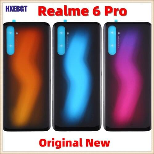 Original New For Oppo Realme 6 Pro Back Cover Glass Real Battery Cover Housing Door Case Smartphone Repair Parts
