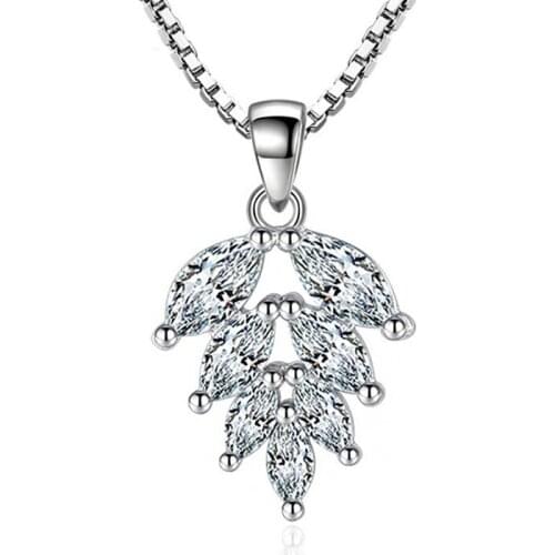 Wholesale 12 pcs/lot Zirconia Crystal Leaves Pendant Necklace For Women Jewelry Chain Choker collares Female Necklaces