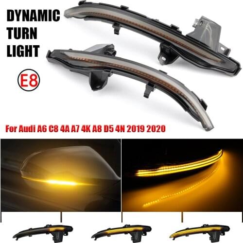 Pair For Audi A6 C8 4K A7 4K8 A8 D5 2018 2019 Dynamic LED Turn Signals Light Rearview Mirror Blinker Sequential Indicator